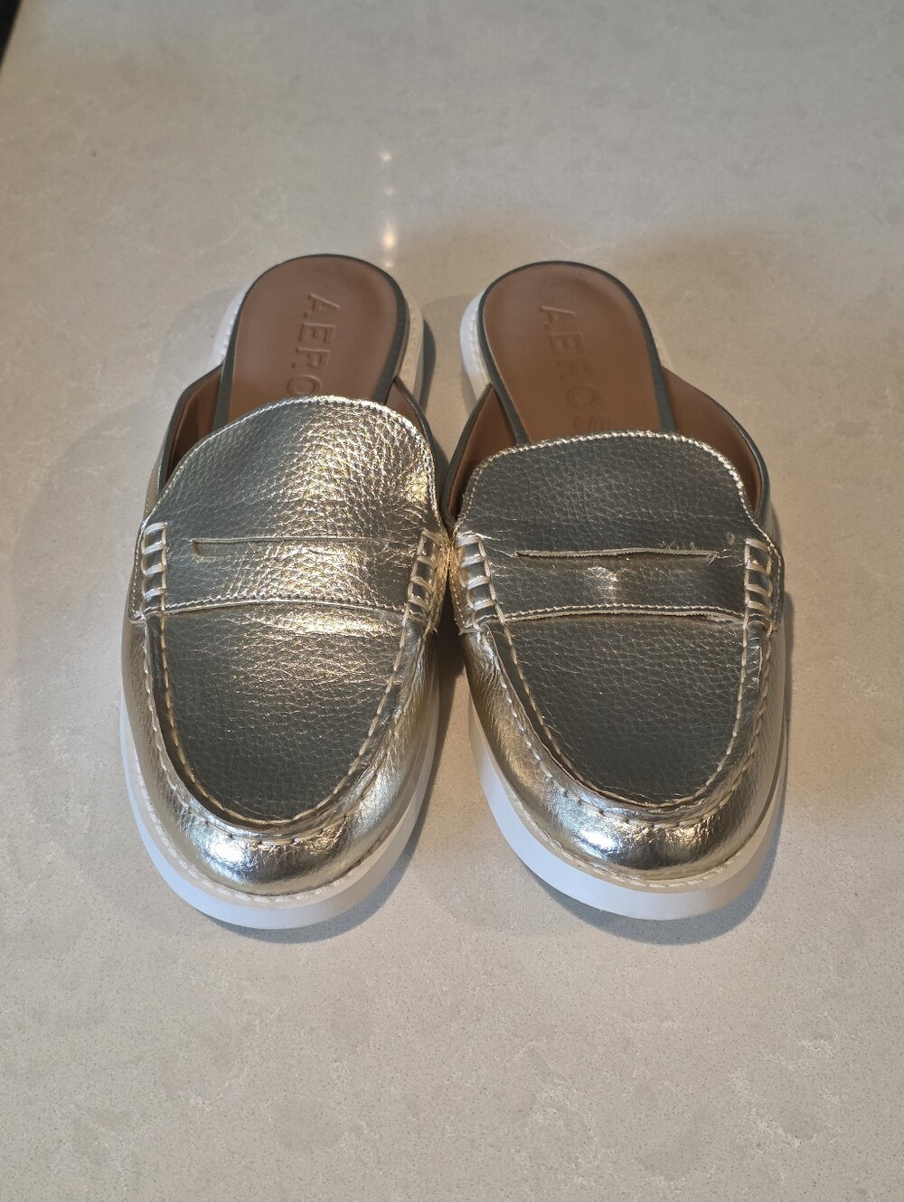 AEROSOLES Metallic Silver Penny Mule